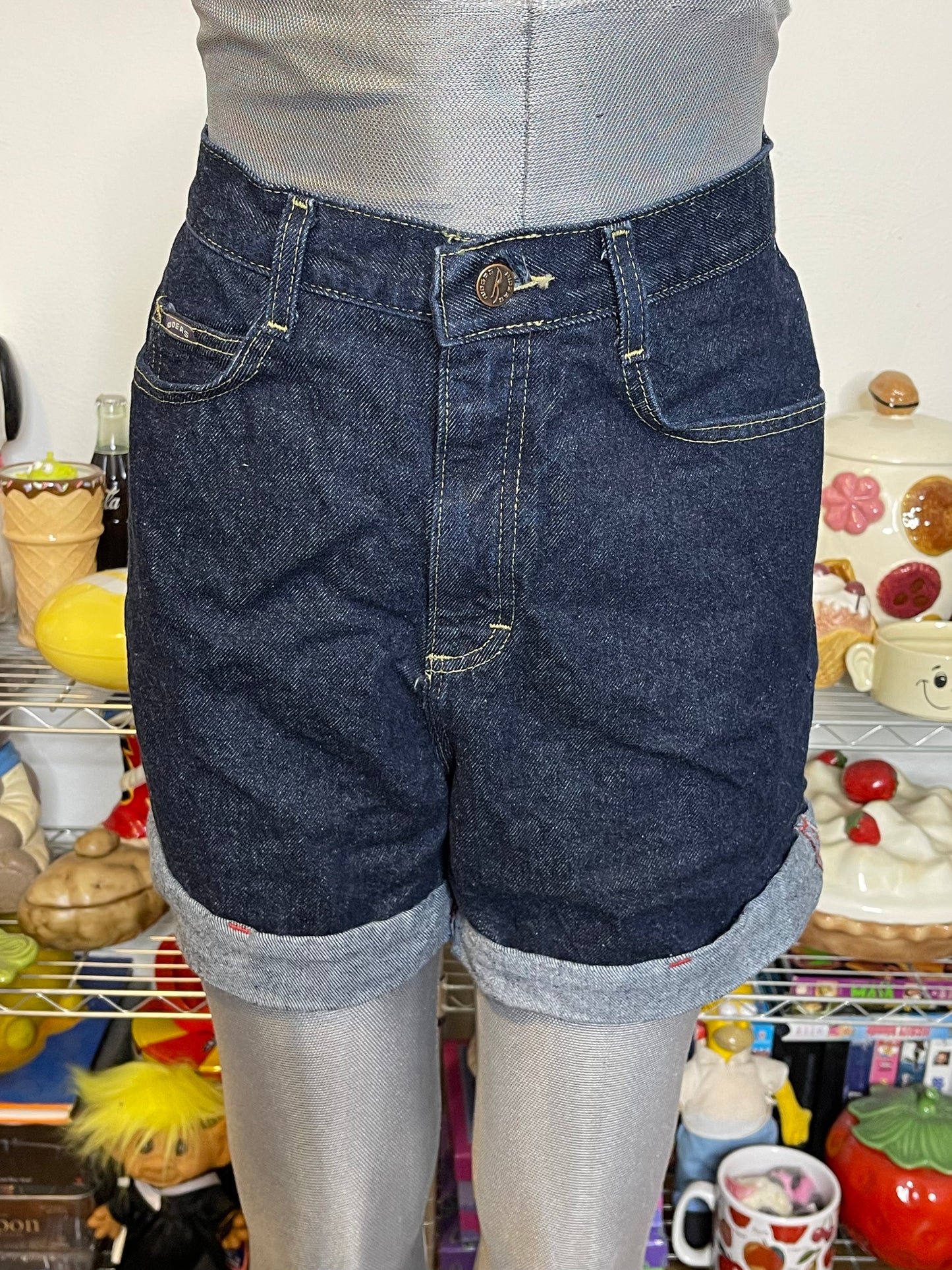 2000s Dark Wash Riders Denim Cuffed Mom Shorts Sz 12 28in