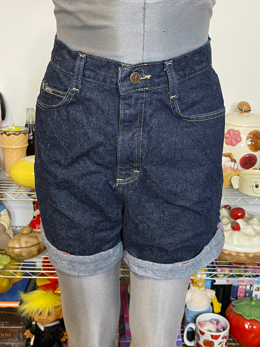 2000s Dark Wash Riders Denim Cuffed Mom Shorts Sz 12 28in