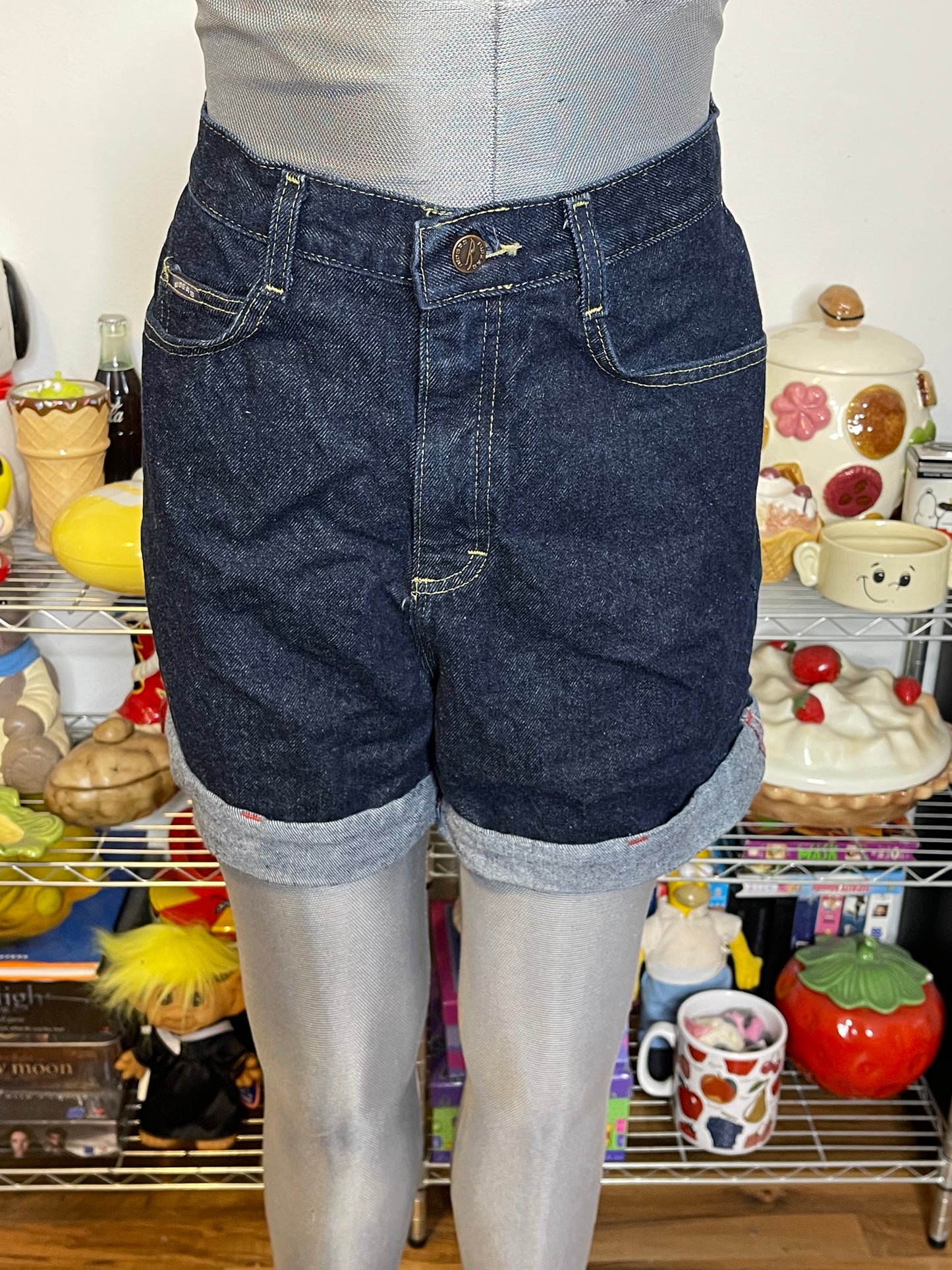 2000s Dark Wash Riders Denim Cuffed Mom Shorts Sz 12 28in