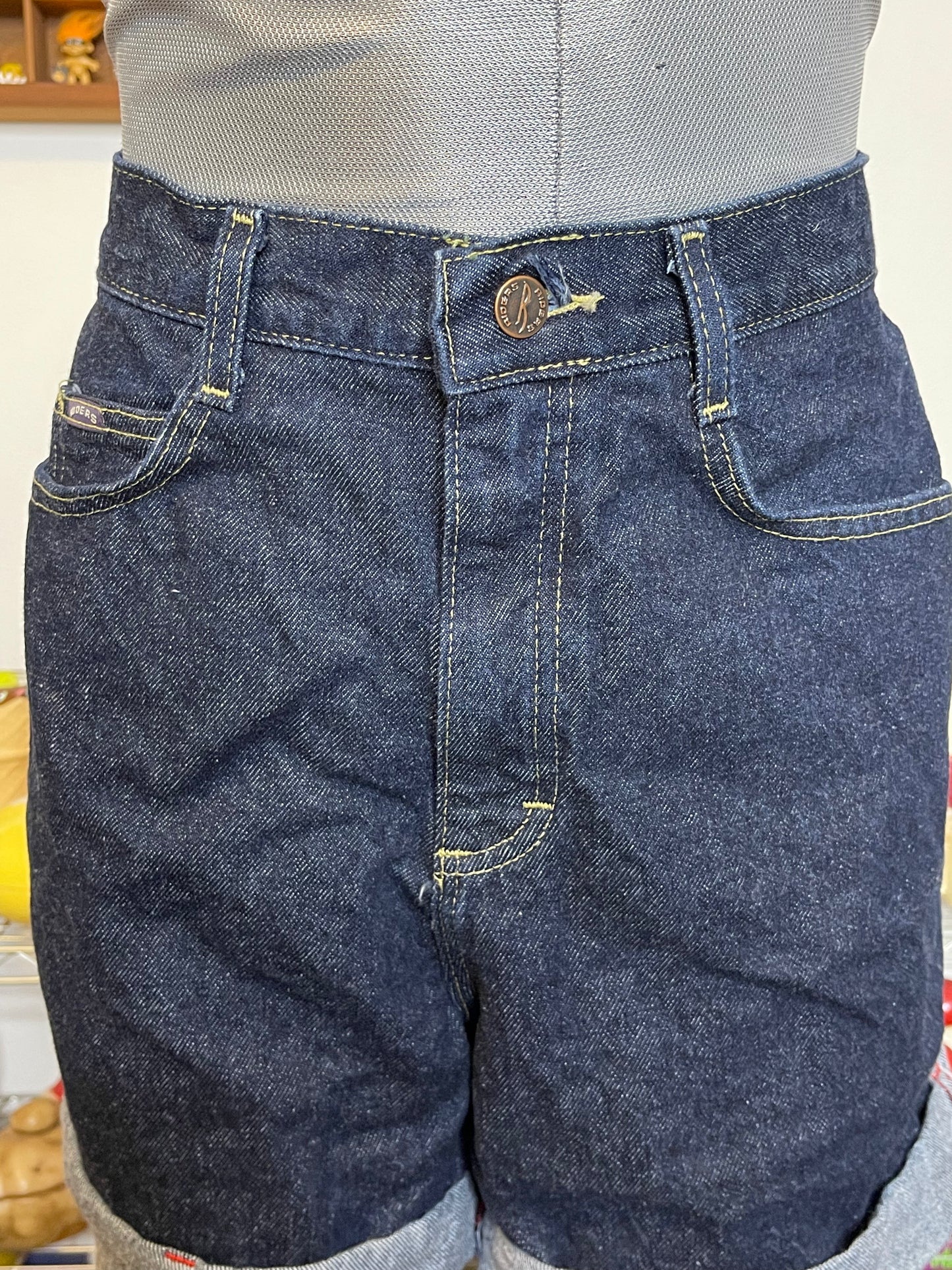 2000s Dark Wash Riders Denim Cuffed Mom Shorts Sz 12 28in