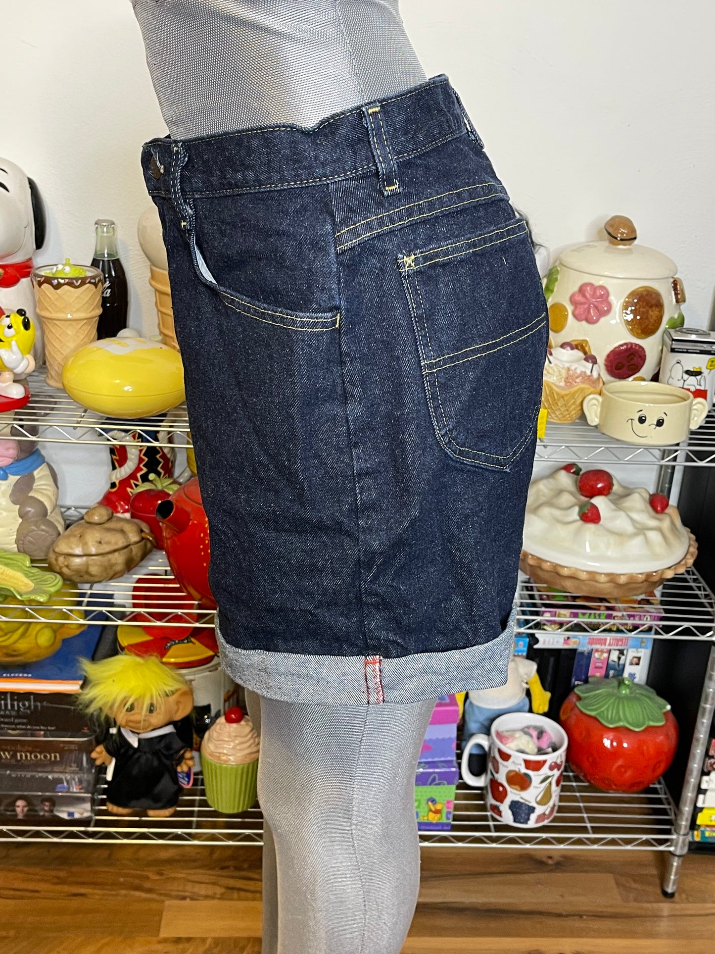 2000s Dark Wash Riders Denim Cuffed Mom Shorts Sz 12 28in