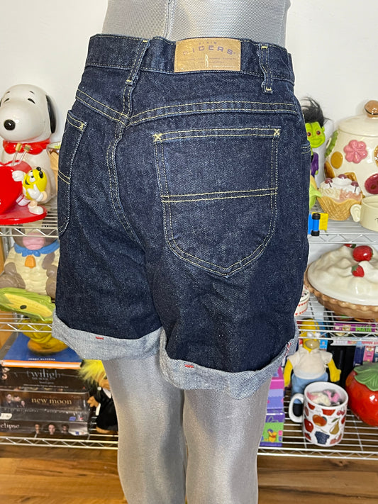 2000s Dark Wash Riders Denim Cuffed Mom Shorts Sz 12 28in