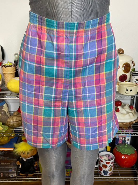 Vintage Colorful Plaid Shorts Sz XL/P