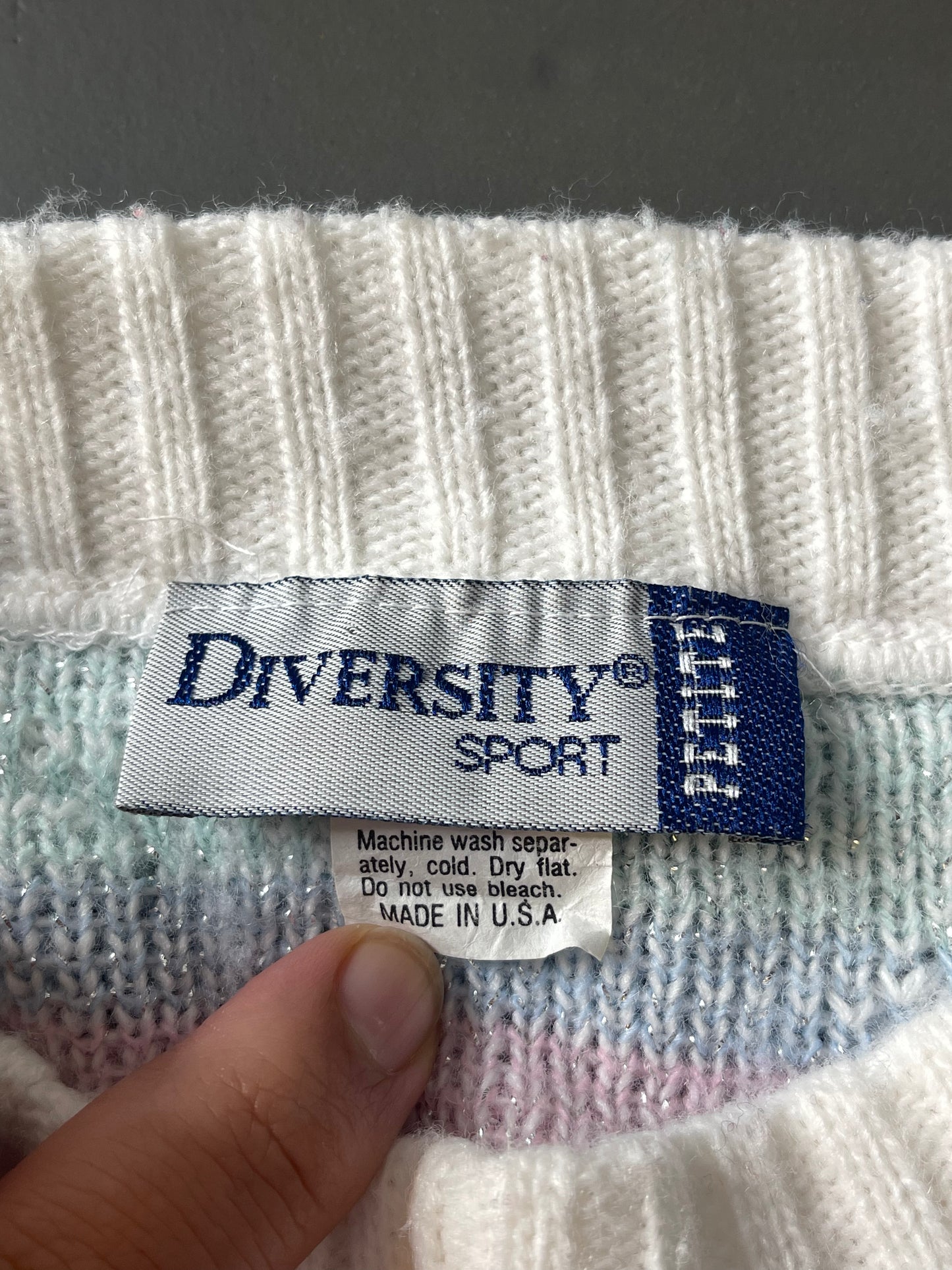 Vintage 90s Rainbow Pastel Flower Knit Sweater Sz M/P