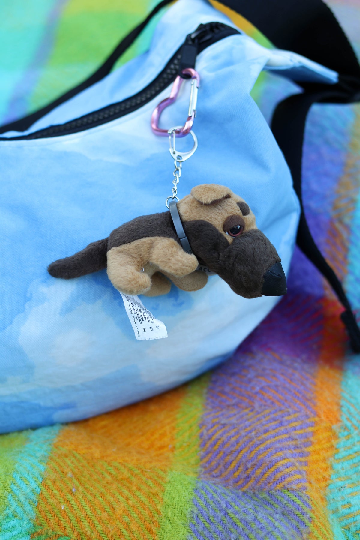 2000s THE DOG German Shepherd Mini Plush Upcycled Keychain