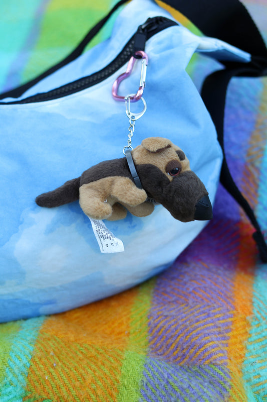 2000s THE DOG German Shepherd Mini Plush Upcycled Keychain