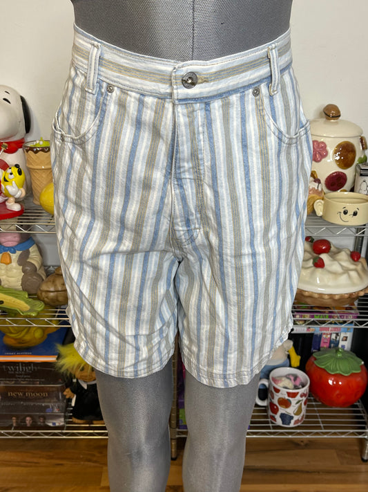 Vintage LA Blues Striped High Waisted Shorts Sz 14 30in
