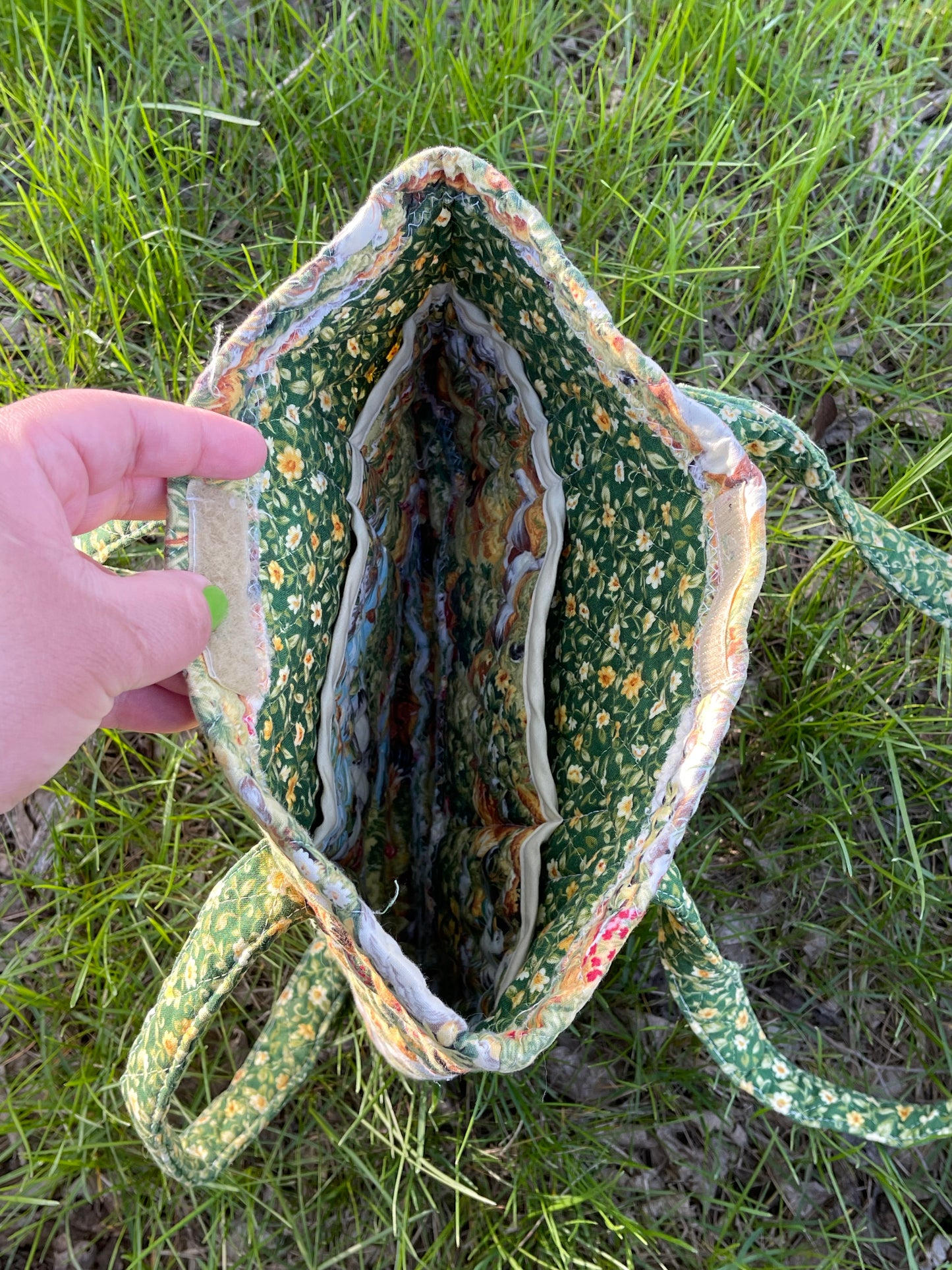 Handmade Quilted Chicken Floral Farm Shoulder Bag