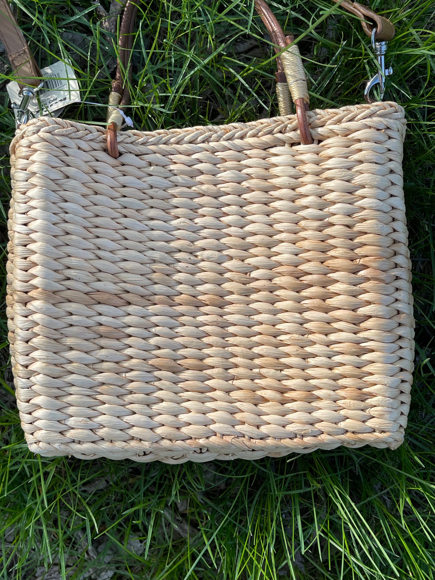 2000s Spring Flower Beaded Straw Picnic Crossbody Bag