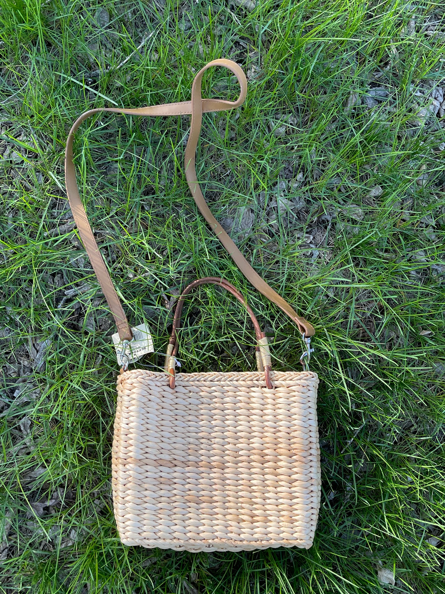 2000s Spring Flower Beaded Straw Picnic Crossbody Bag