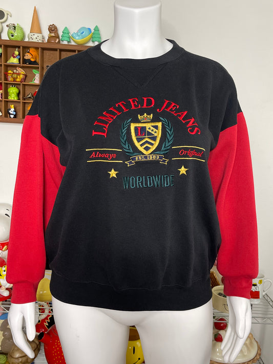 Vintage 90s Limited Jeans Embroidered Crewneck Sweater Sz XL
