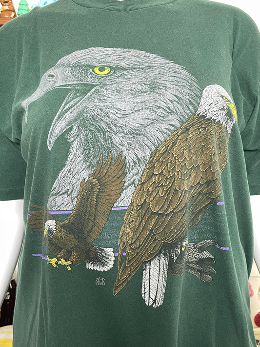 Vintage 90s Green Eagle Graphic Tee Sz XL