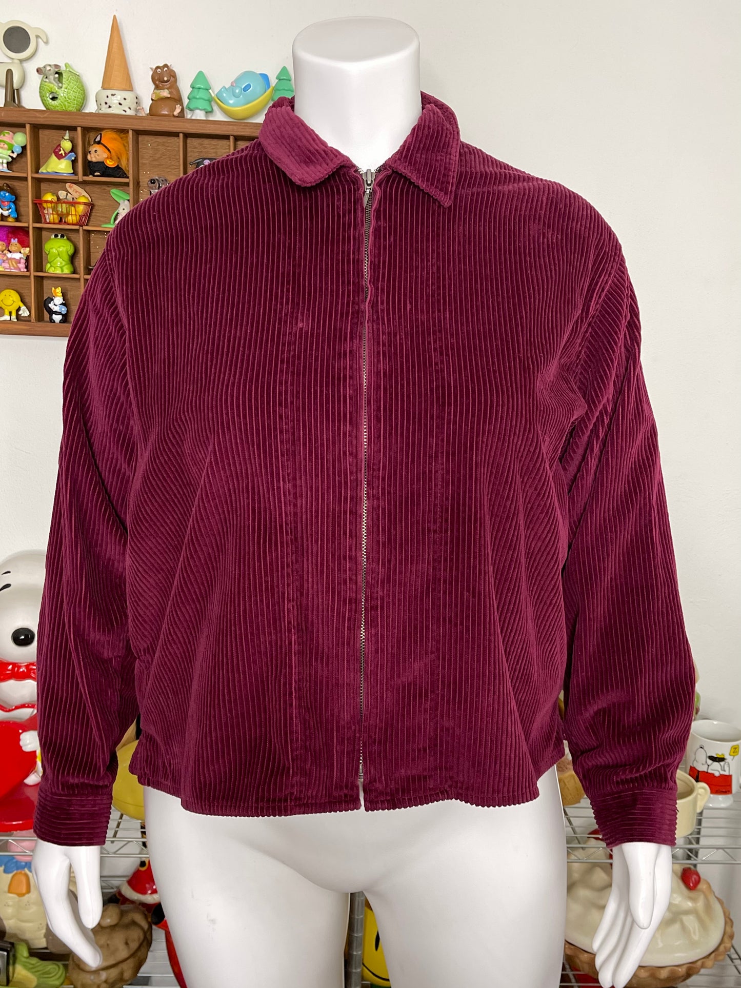 2000s NorthCrest Burgundy Corduroy Zip-Up Jacket Sz XL