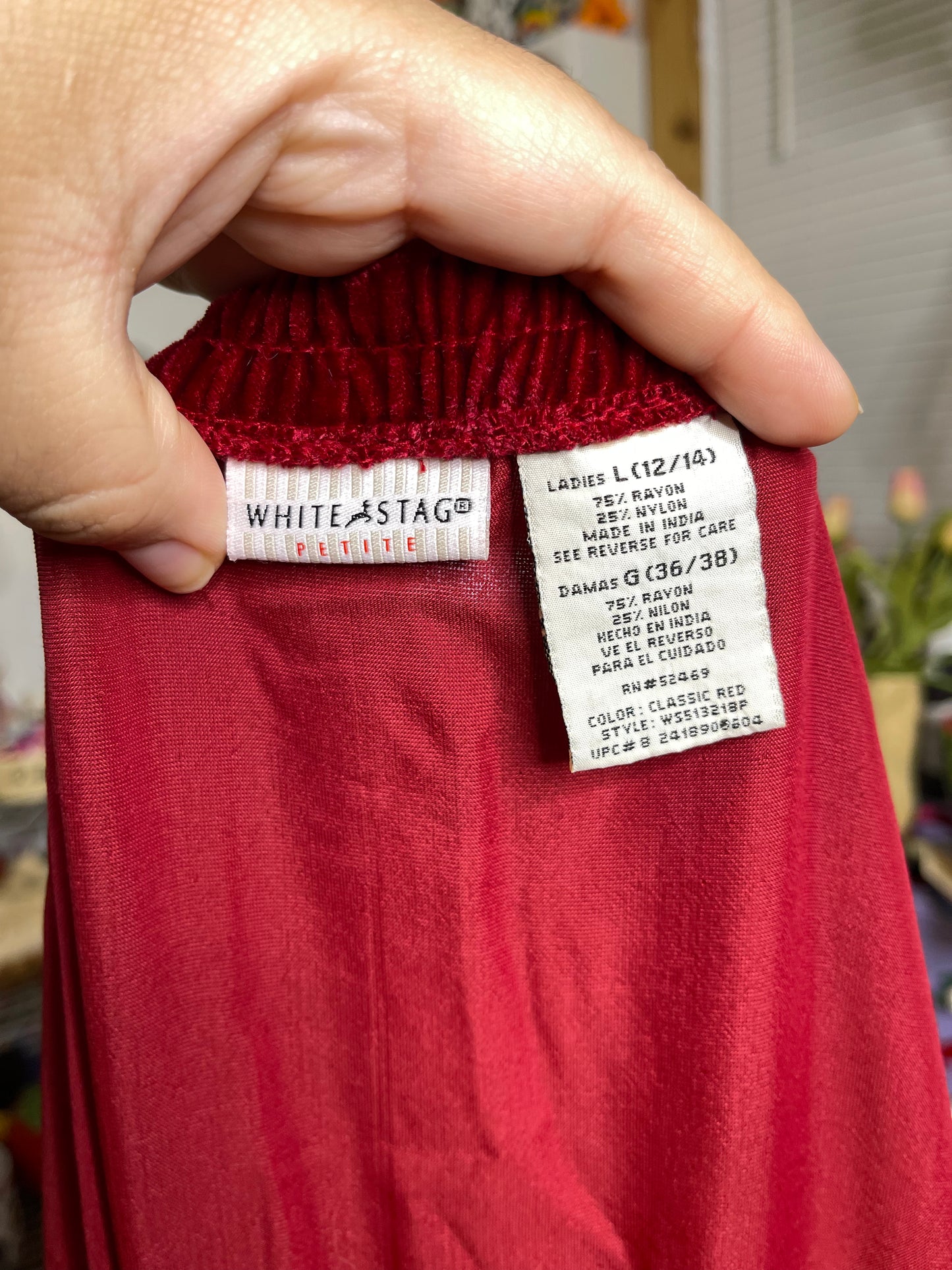 Vintage Red Velvet Tiered Midi Maxi Skirt Sz L