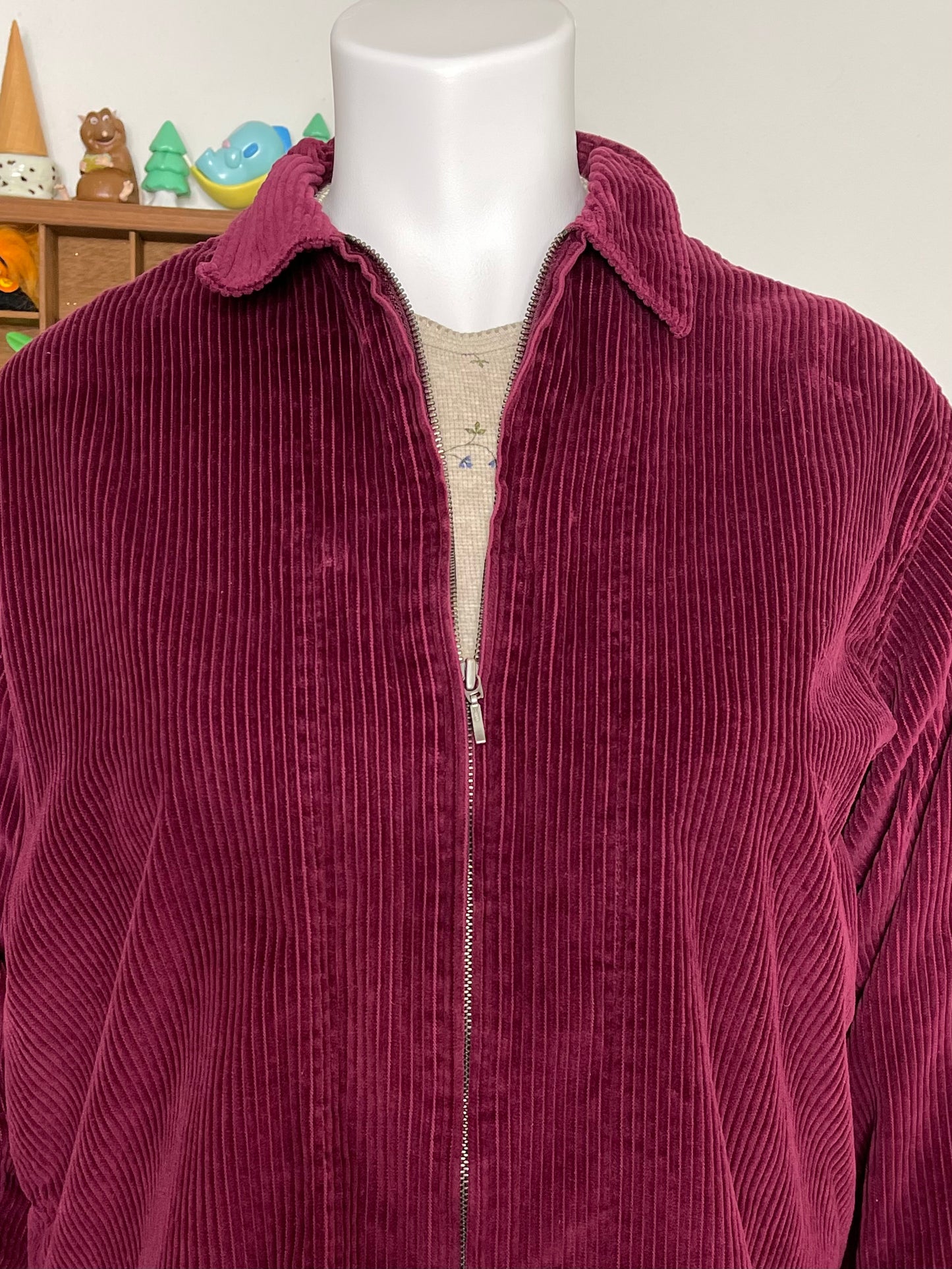 2000s NorthCrest Burgundy Corduroy Zip-Up Jacket Sz XL
