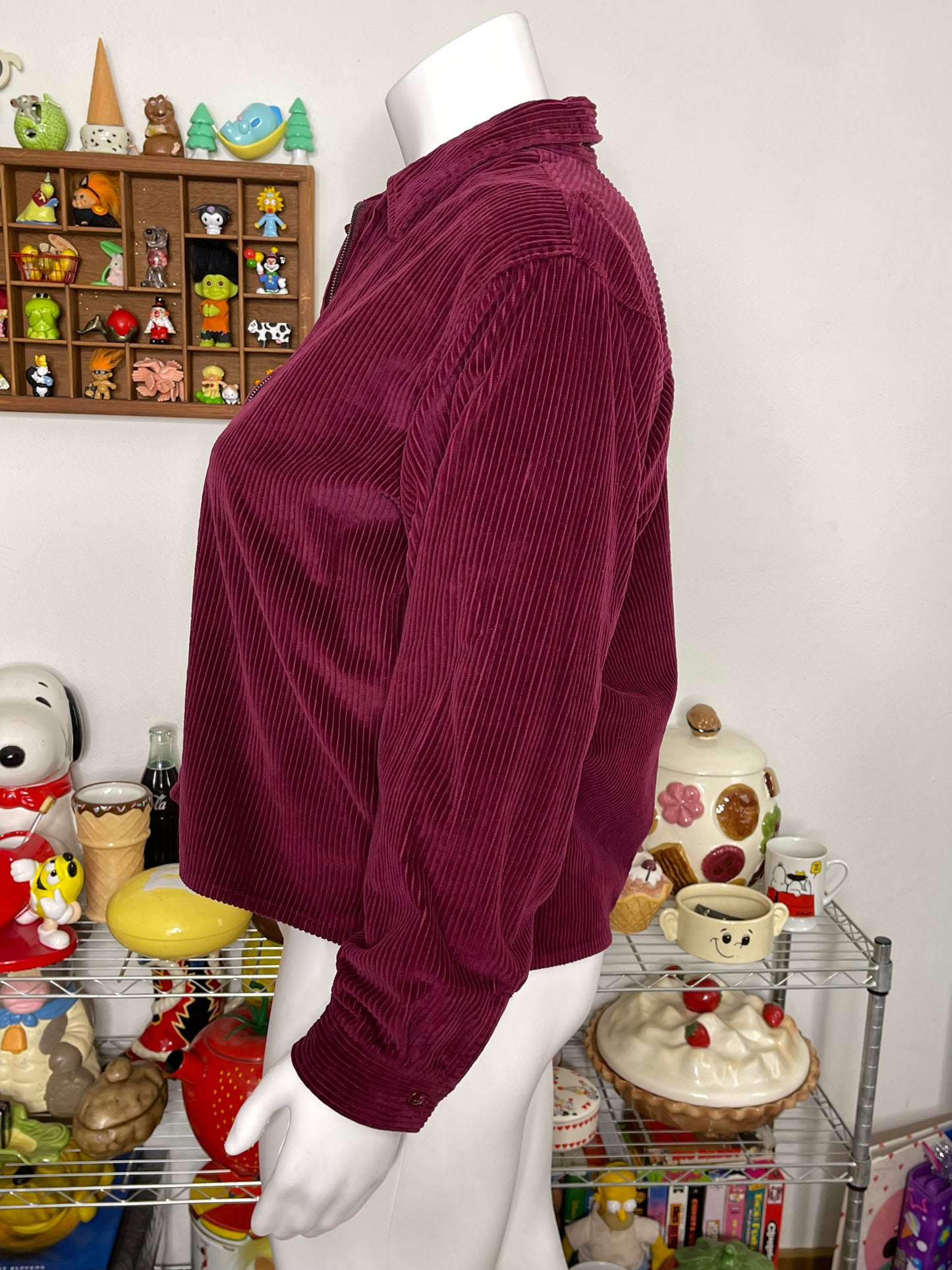 2000s NorthCrest Burgundy Corduroy Zip-Up Jacket Sz XL
