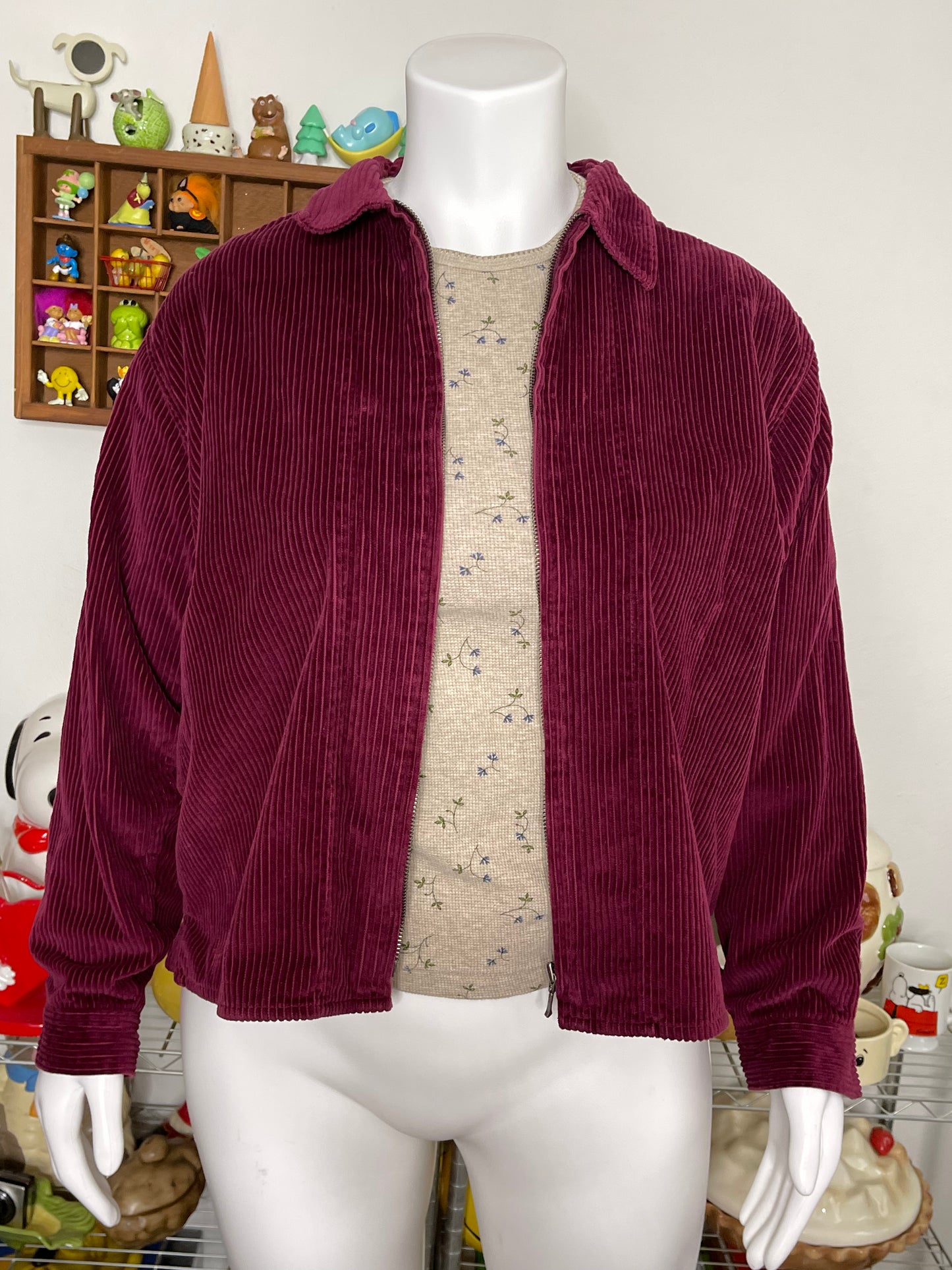 2000s NorthCrest Burgundy Corduroy Zip-Up Jacket Sz XL