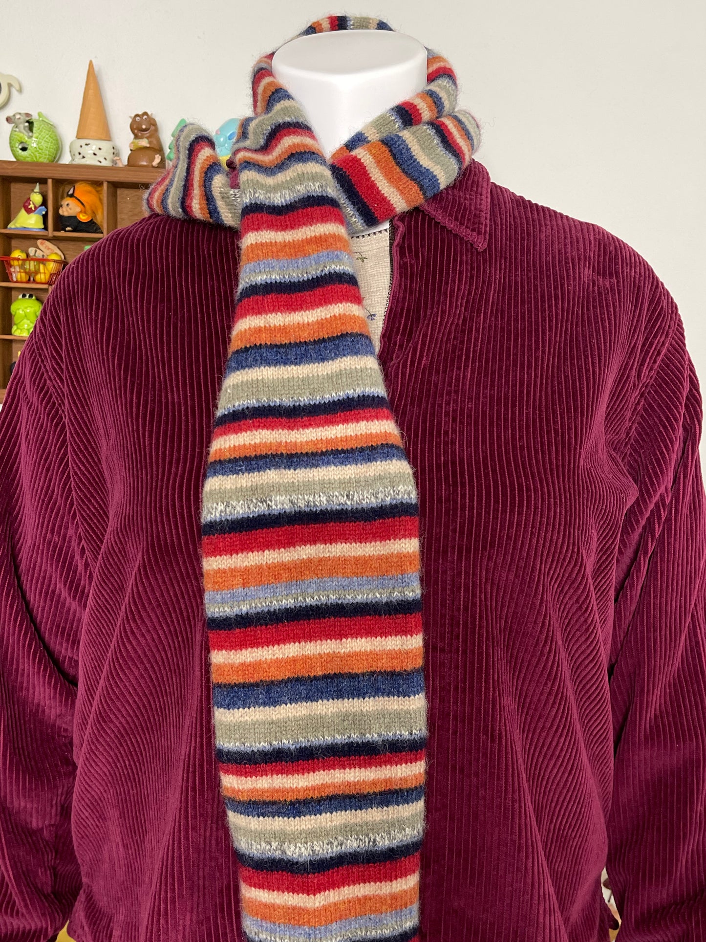 2000s Fall Colorful Wool Striped Knit Scarf