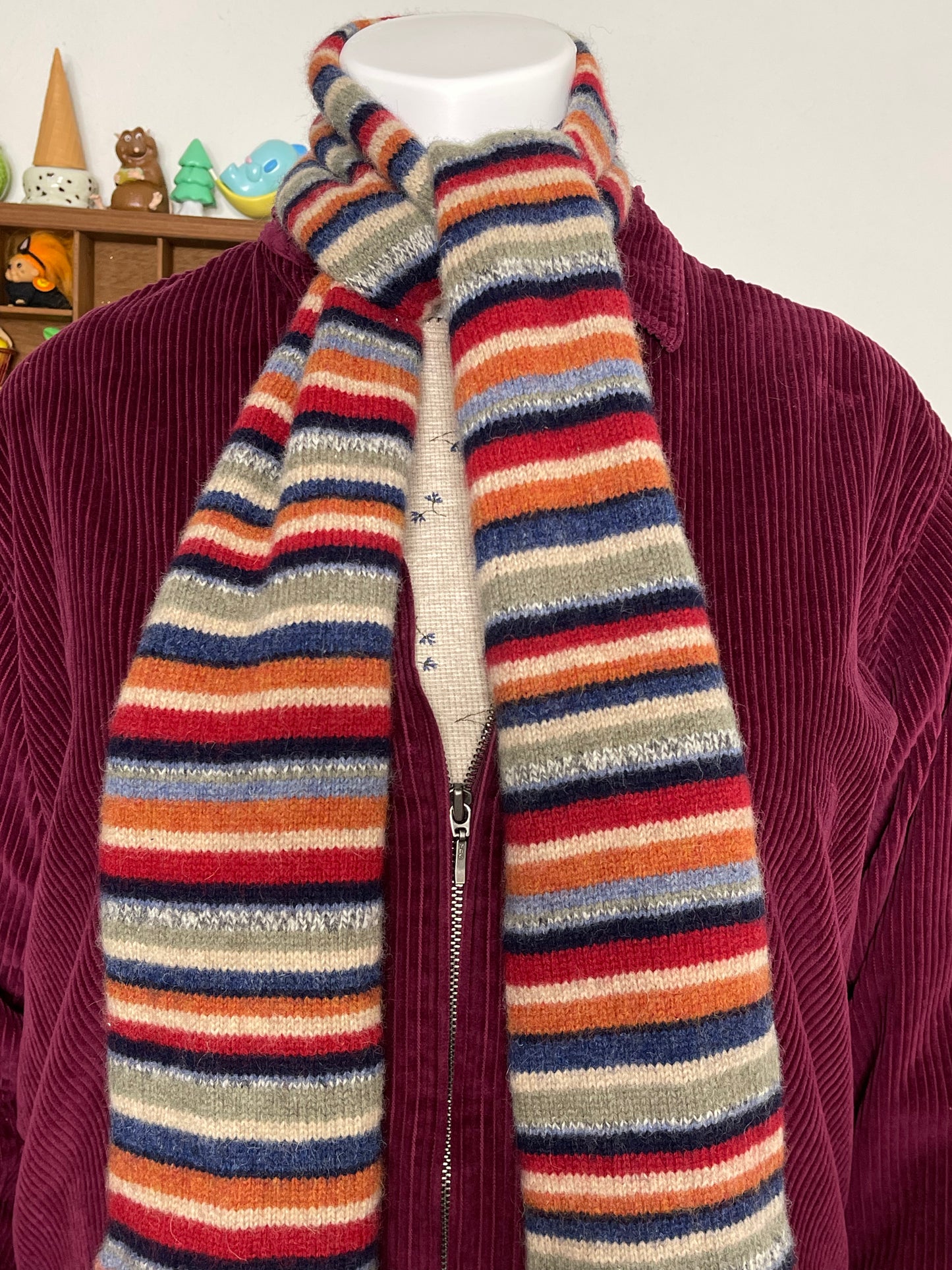 2000s Fall Colorful Wool Striped Knit Scarf