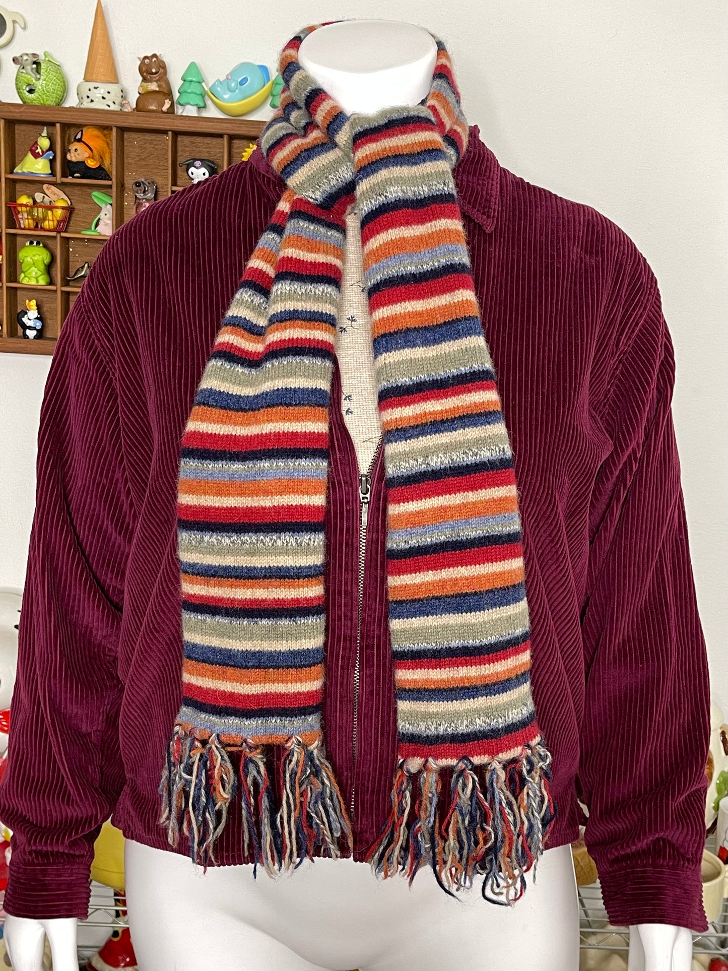 2000s Fall Colorful Wool Striped Knit Scarf