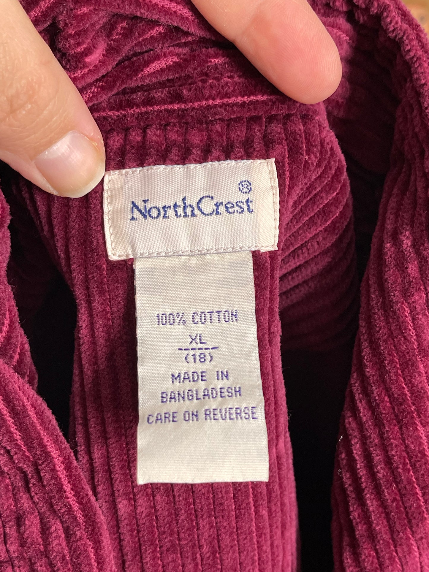 2000s NorthCrest Burgundy Corduroy Zip-Up Jacket Sz XL