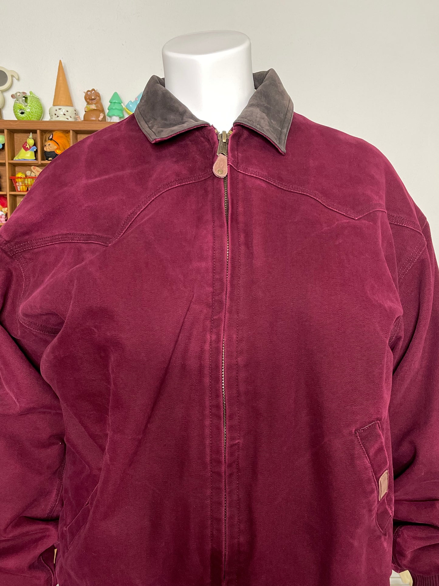 Vintage Berry Burgundy Canvas Work Wear Style Jacket Sz XLT