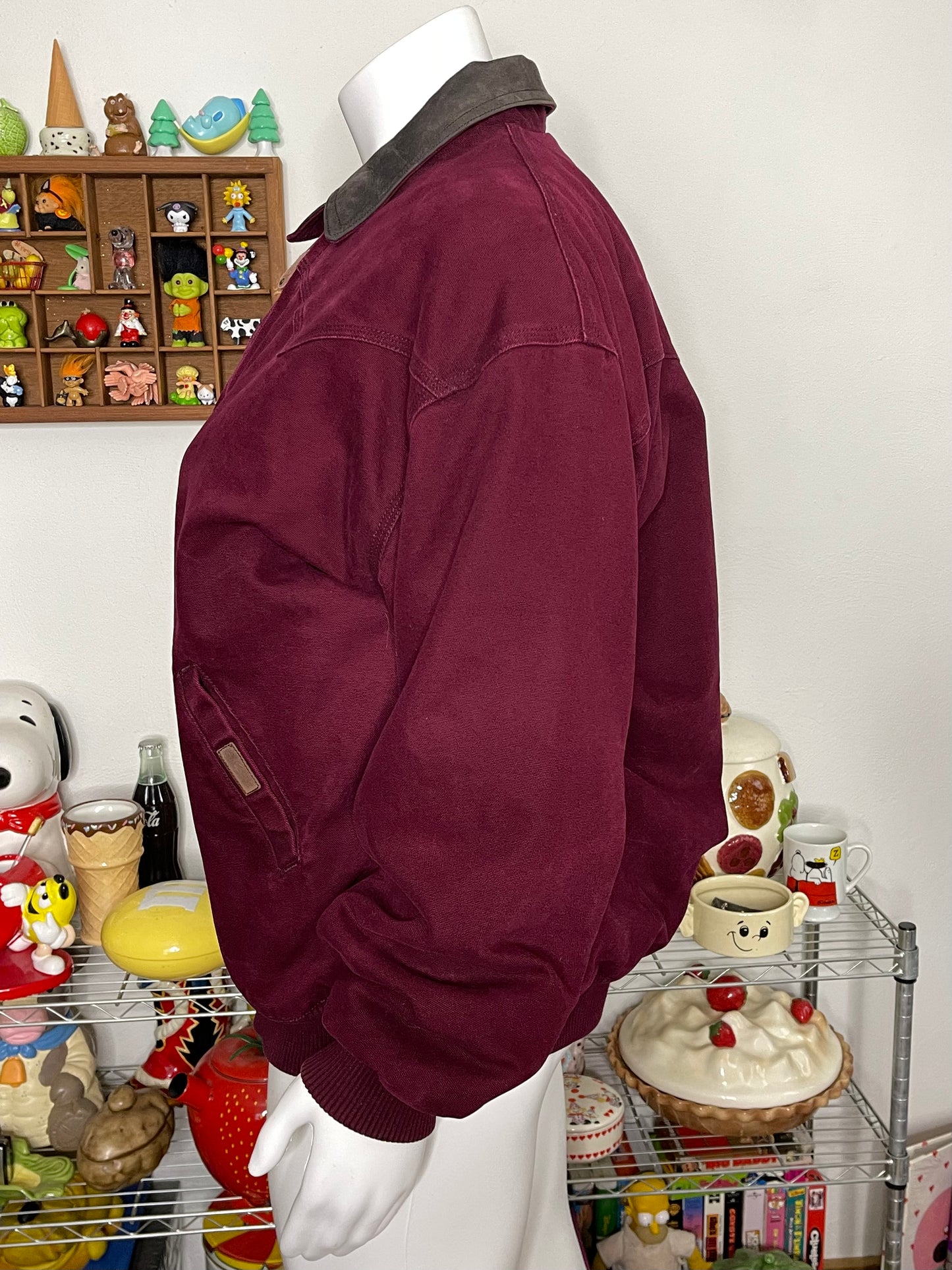 Vintage Berry Burgundy Canvas Work Wear Style Jacket Sz XLT