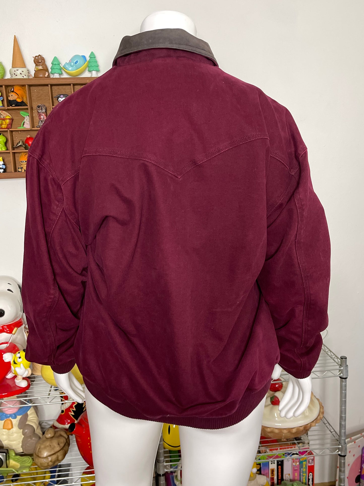 Vintage Berry Burgundy Canvas Work Wear Style Jacket Sz XLT