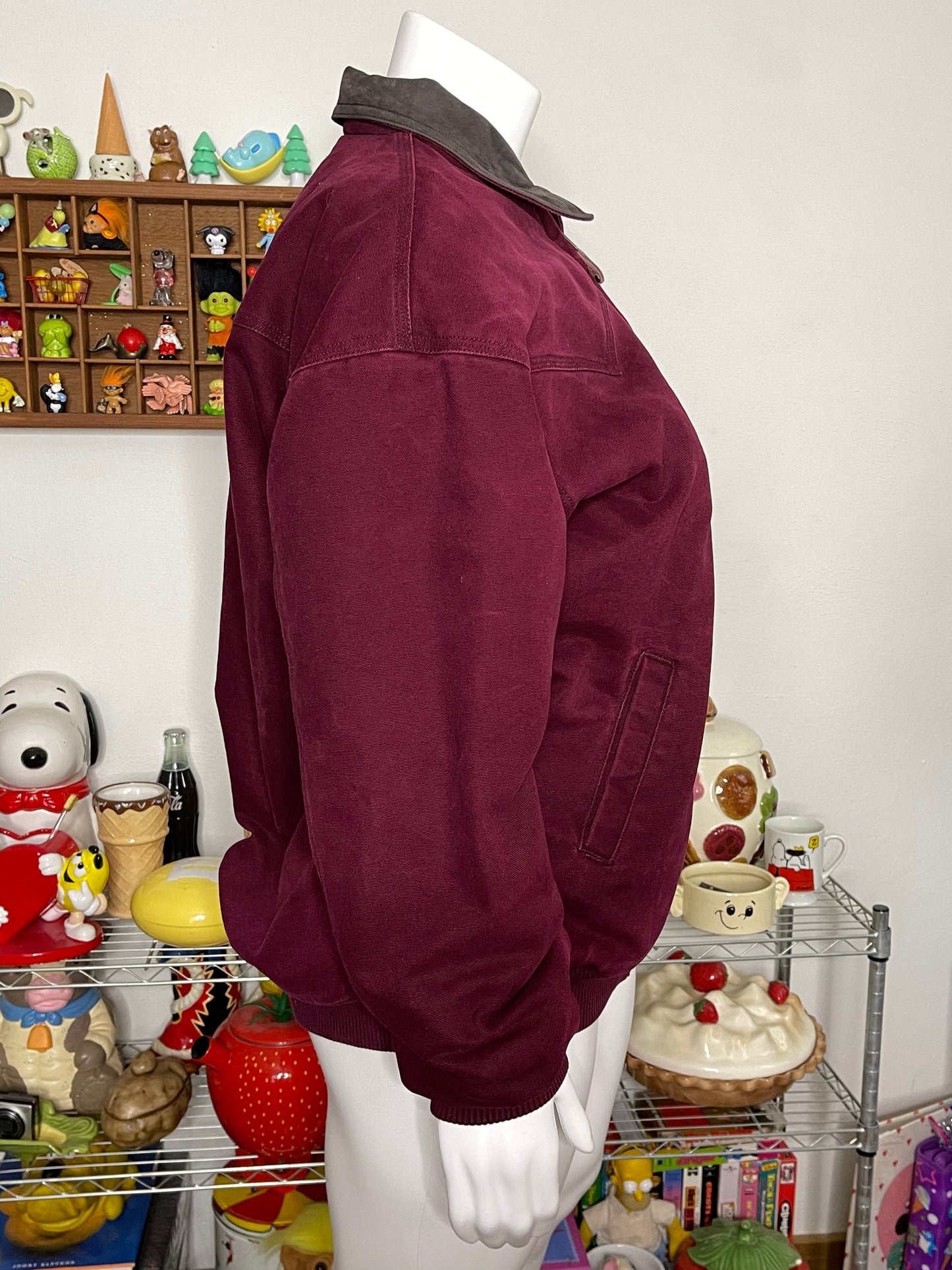 Vintage Berry Burgundy Canvas Work Wear Style Jacket Sz XLT