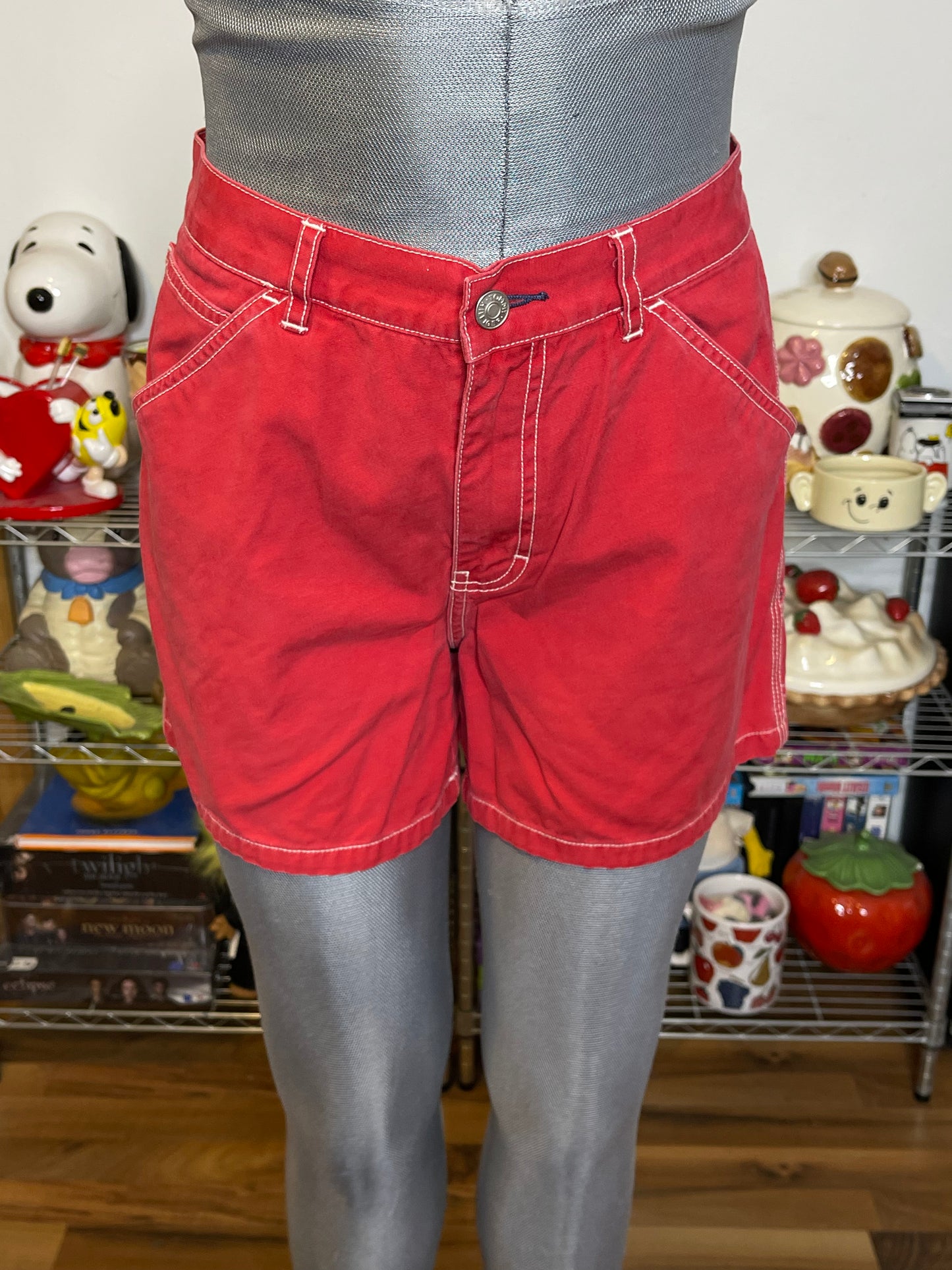 Vintage 2000s Red Tommy Hilfiger Carpenter Shorts Sz 10 30in/31in
