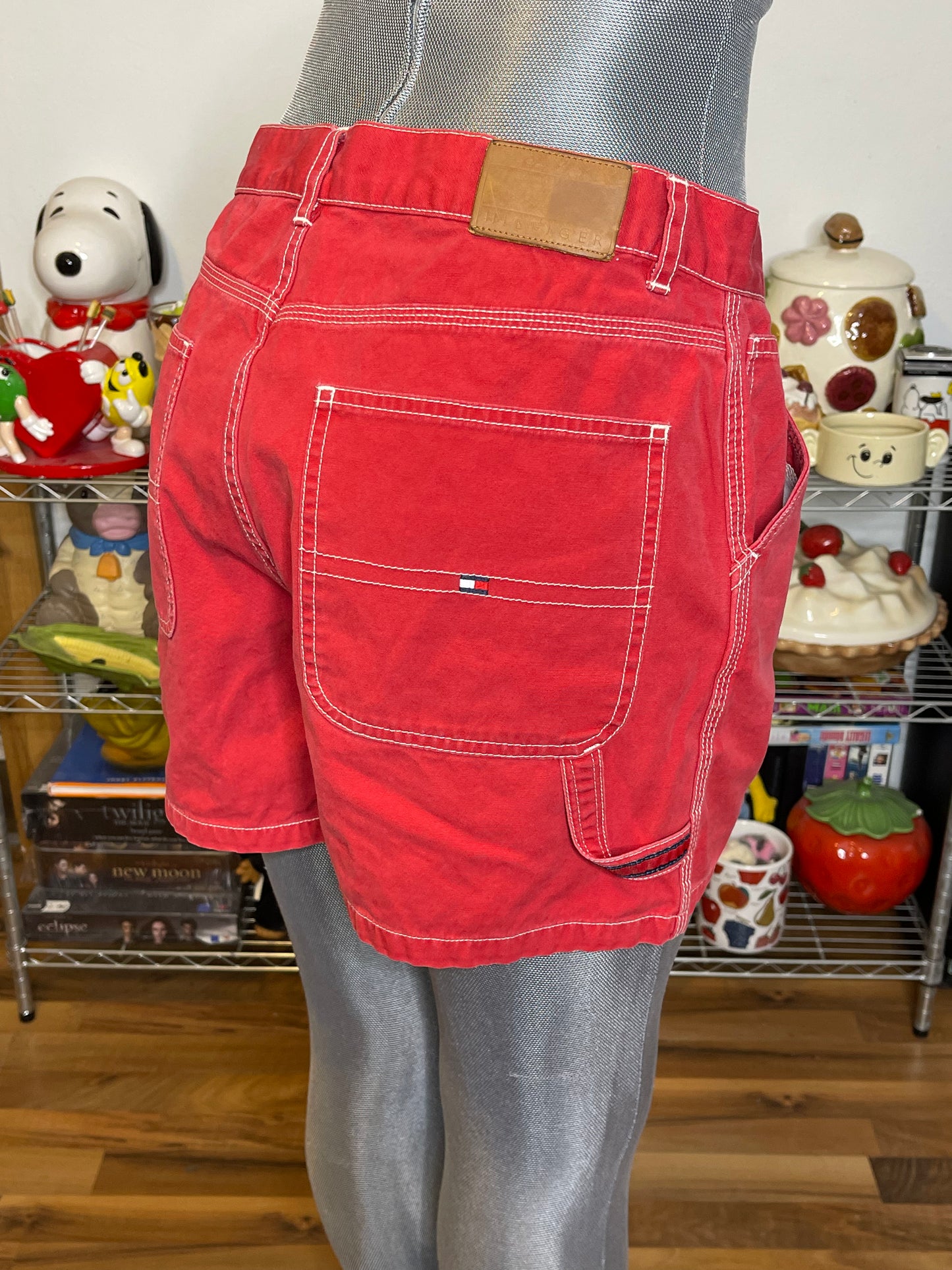Vintage 2000s Red Tommy Hilfiger Carpenter Shorts Sz 10 30in/31in