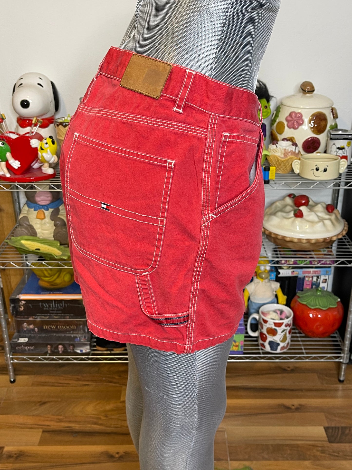 Vintage 2000s Red Tommy Hilfiger Carpenter Shorts Sz 10 30in/31in