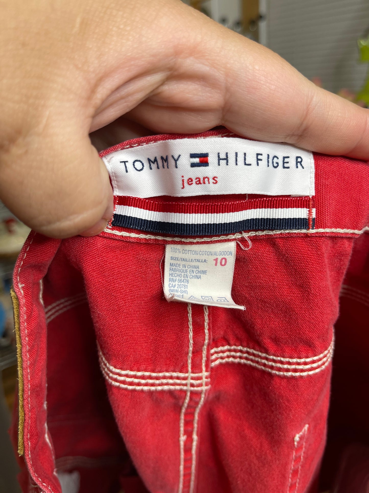 Vintage 2000s Red Tommy Hilfiger Carpenter Shorts Sz 10 30in/31in