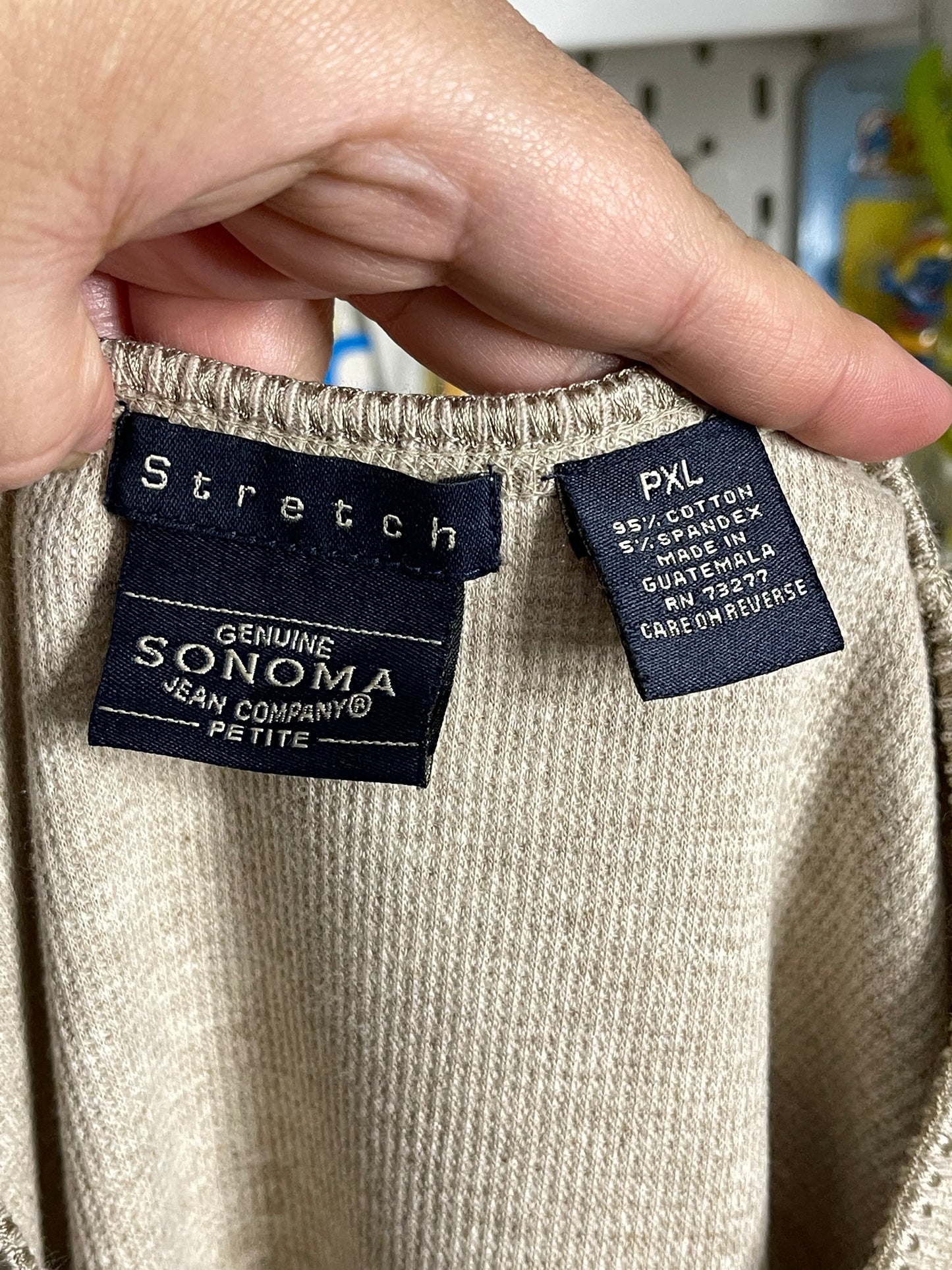 2000s Tan Floral Waffle Knit Long Sleeve Sz XL/P