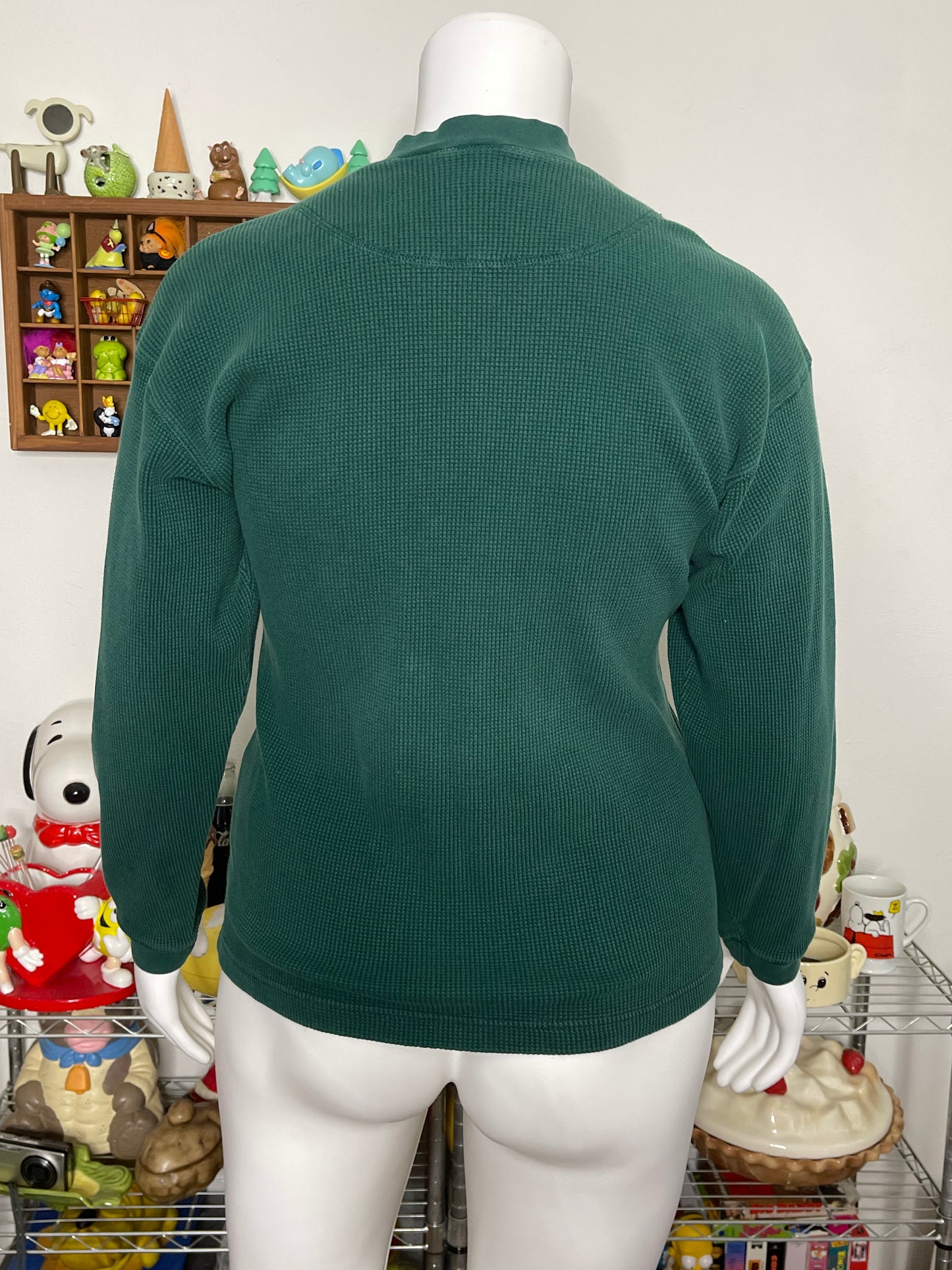 90s Green Waffle Knit Embroidered Pooh Long Sleeve Sz L