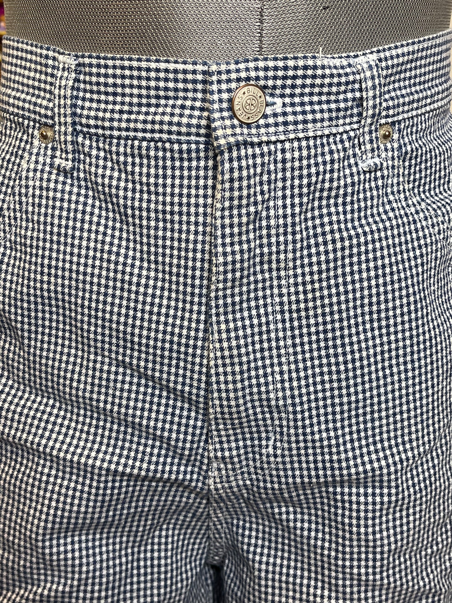 2000s Blue Houndstooth High Waisted Shorts Sz 10 31in