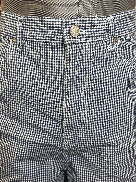 2000s Blue Houndstooth High Waisted Shorts Sz 10 31in