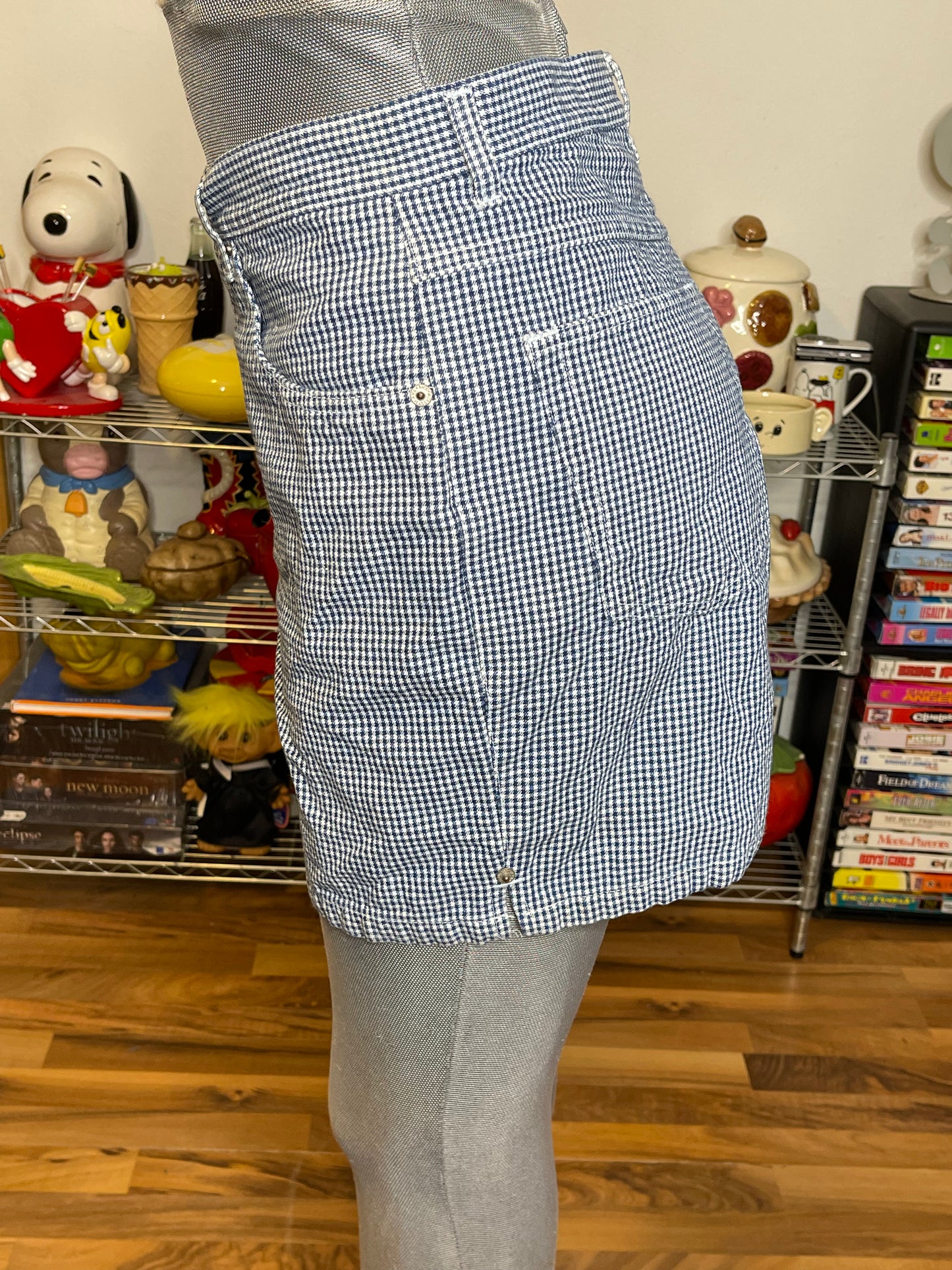2000s Blue Houndstooth High Waisted Shorts Sz 10 31in