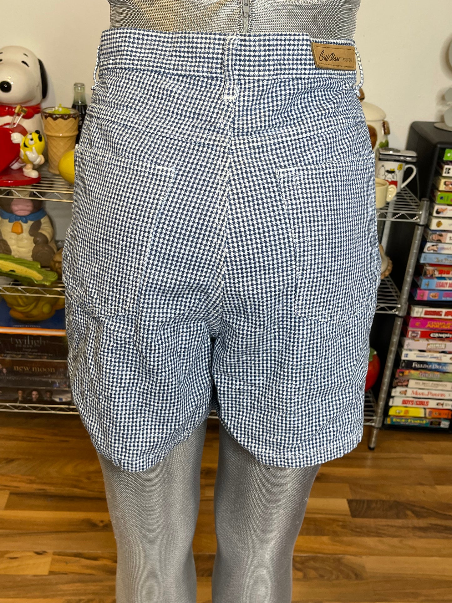 2000s Blue Houndstooth High Waisted Shorts Sz 10 31in