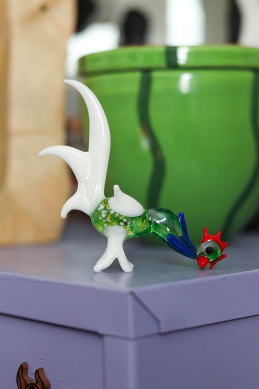 Small Multi Color Glass Rooster Trinket
