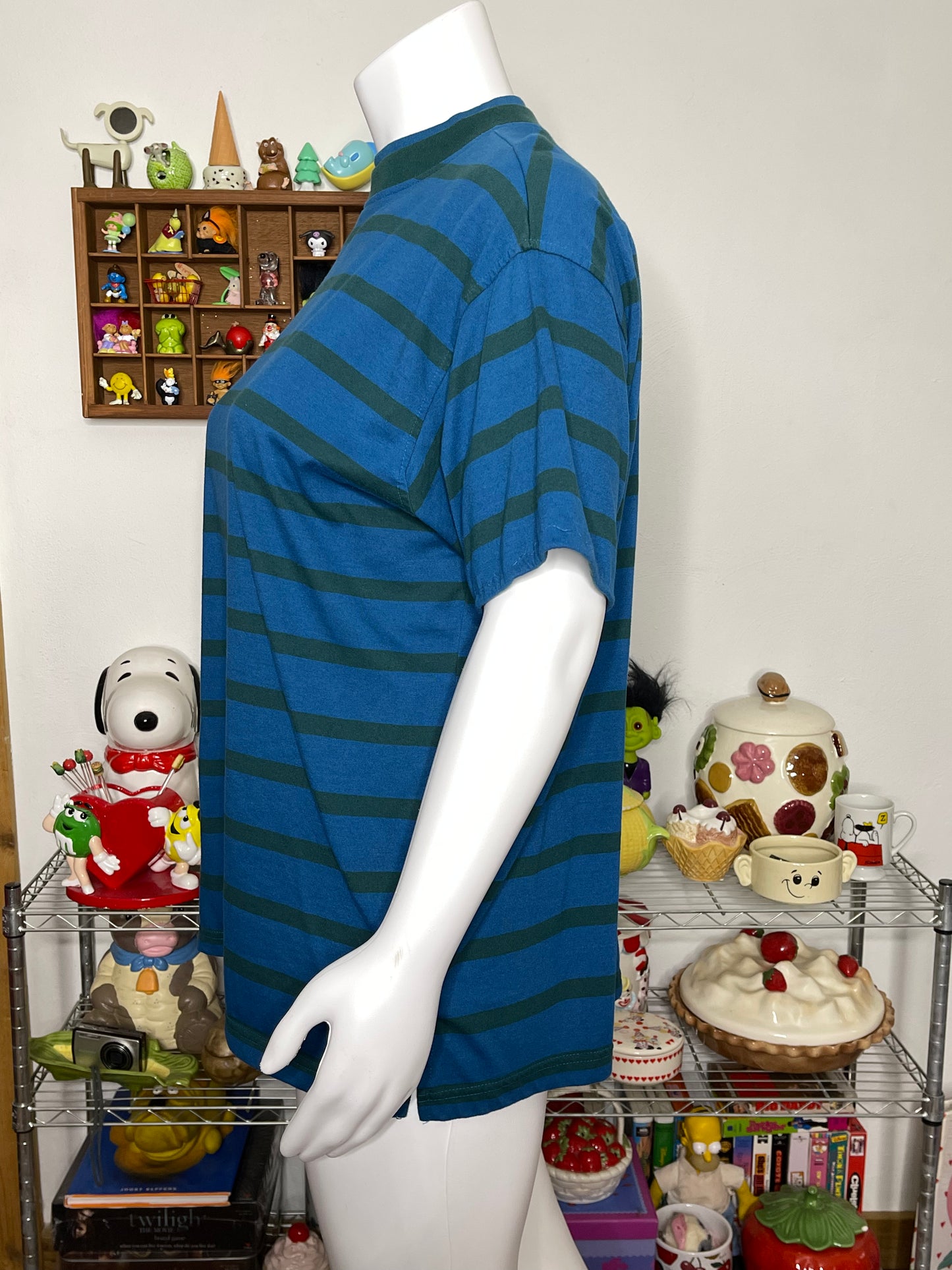 90s blue and green striped oversized tee sz 22W