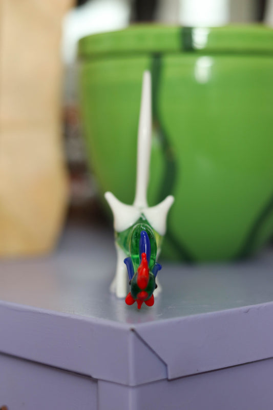 Small Multi Color Glass Rooster Trinket