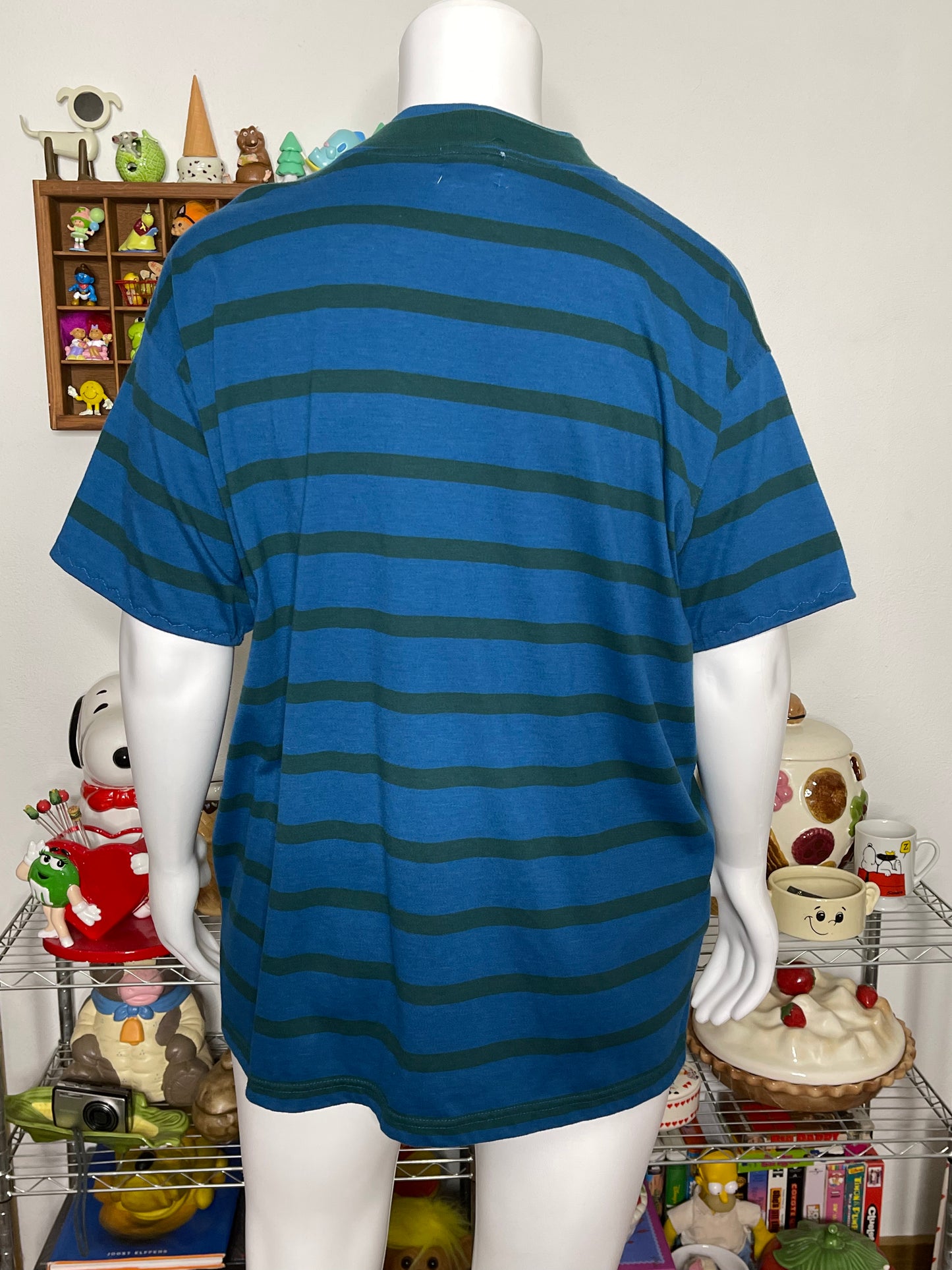 90s blue and green striped oversized tee sz 22W