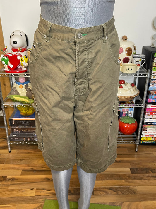 Vintage 2000s Tommy Jeans Khaki Green Cargo Shorts Sz 36