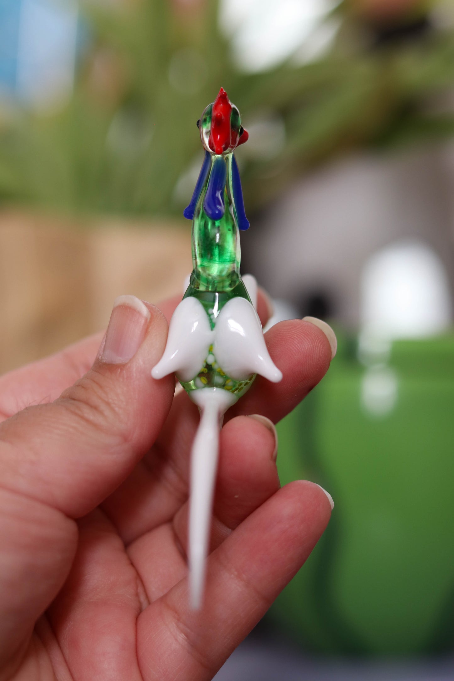 Small Multi Color Glass Rooster Trinket