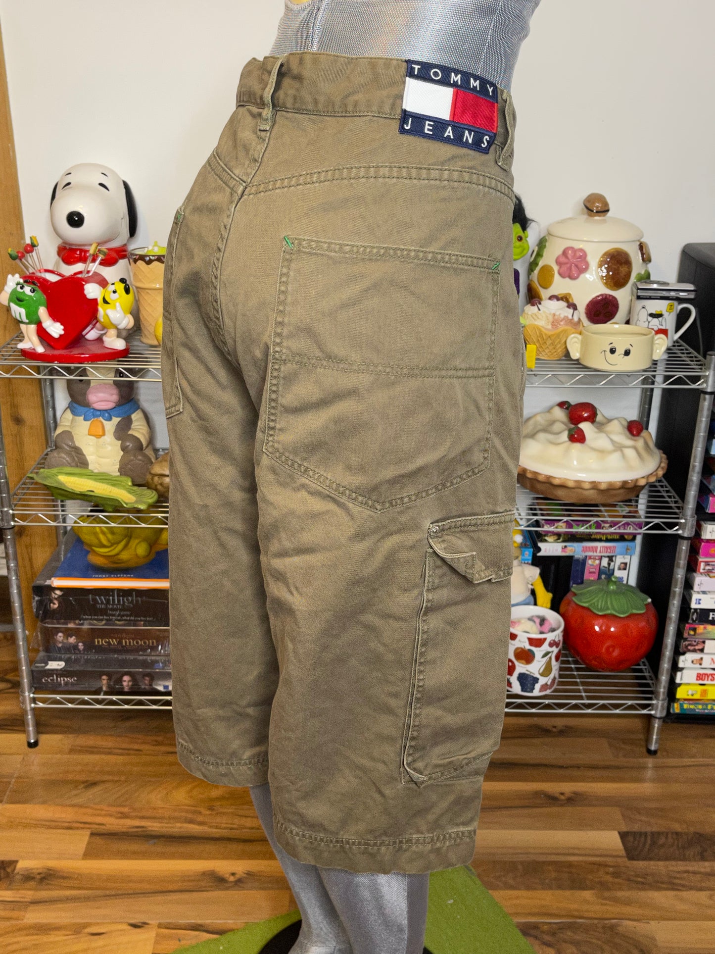 Vintage 2000s Tommy Jeans Khaki Green Cargo Shorts Sz 36