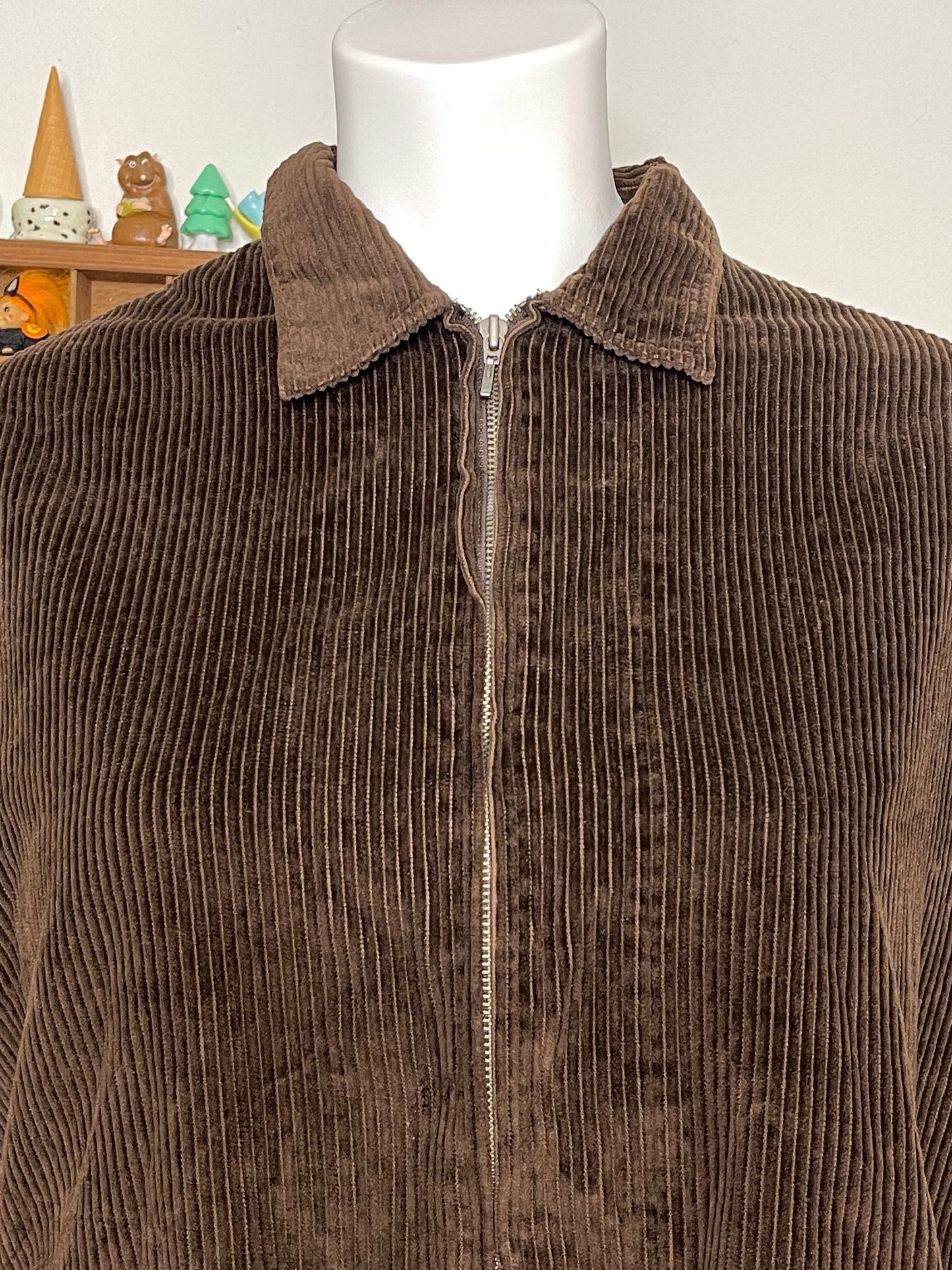 Vintage Brown NorthCrest Corduroy Zip-Up Jacket Sz 26W/28W