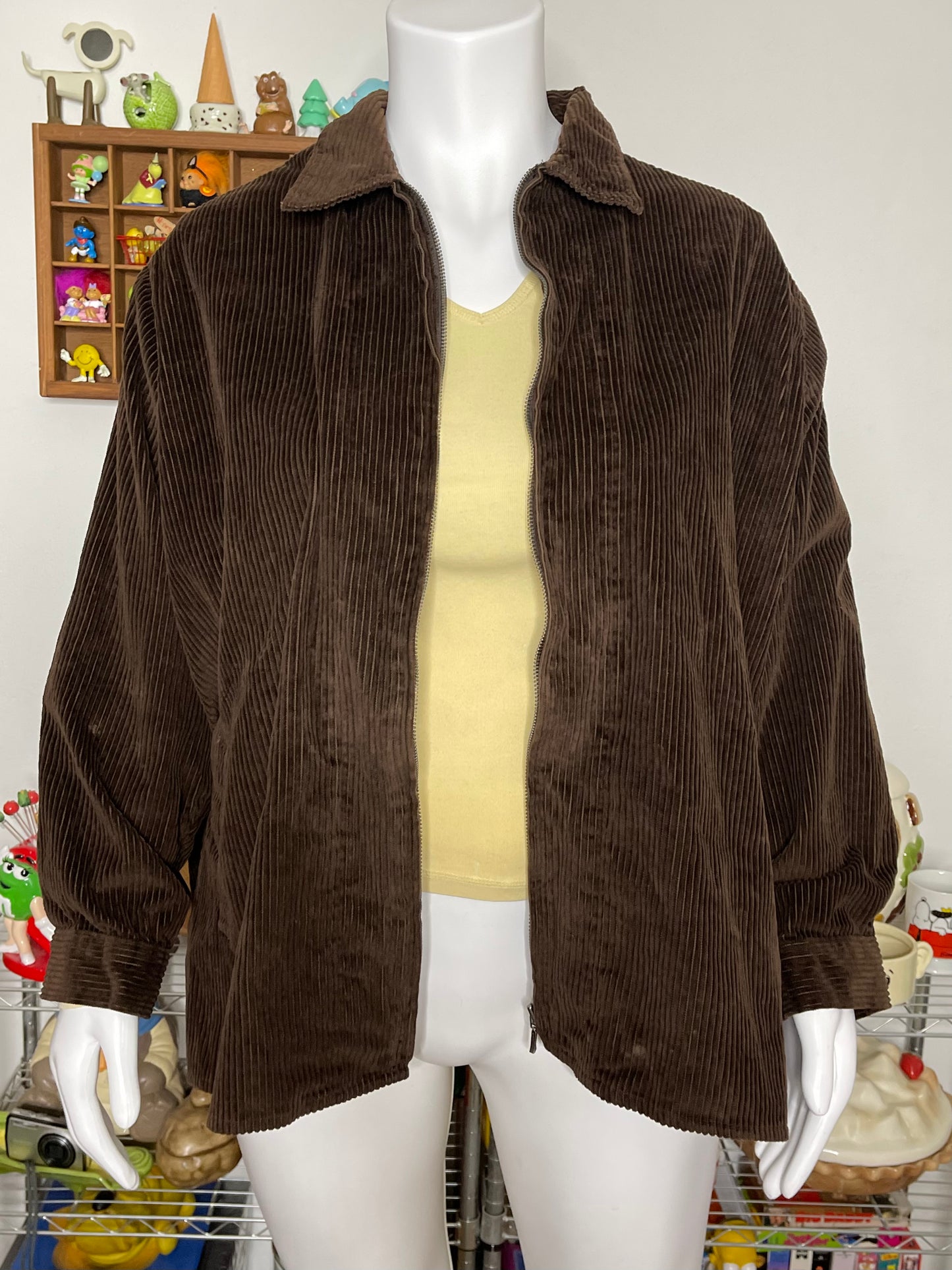 Vintage Brown NorthCrest Corduroy Zip-Up Jacket Sz 26W/28W