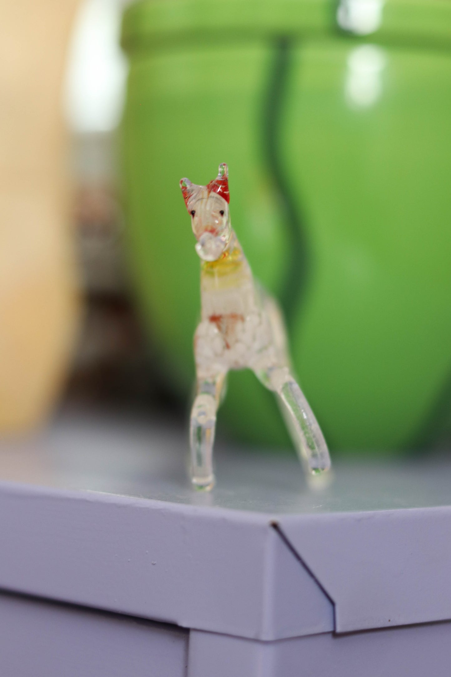 Small Clear Multi Color Glass Horse Trinket