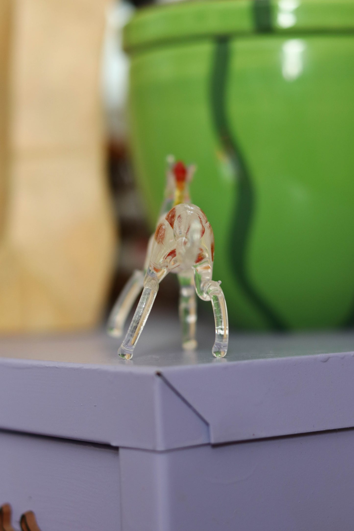 Small Clear Multi Color Glass Horse Trinket